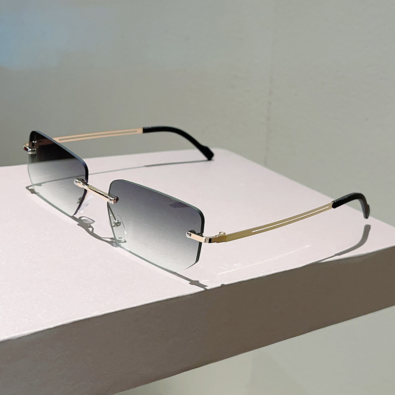 Fashion Rimless Rectangle Sung - Sunglasses Uv400 ulasan dan harga